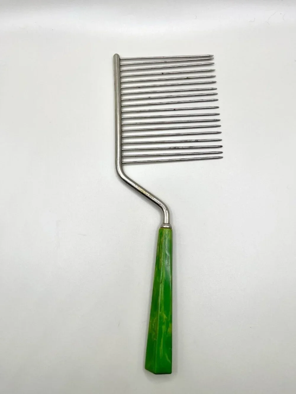 Vintage 30s 40s Green Marbled Bakelite Angel Food Cake Breaker Comb Mid Century